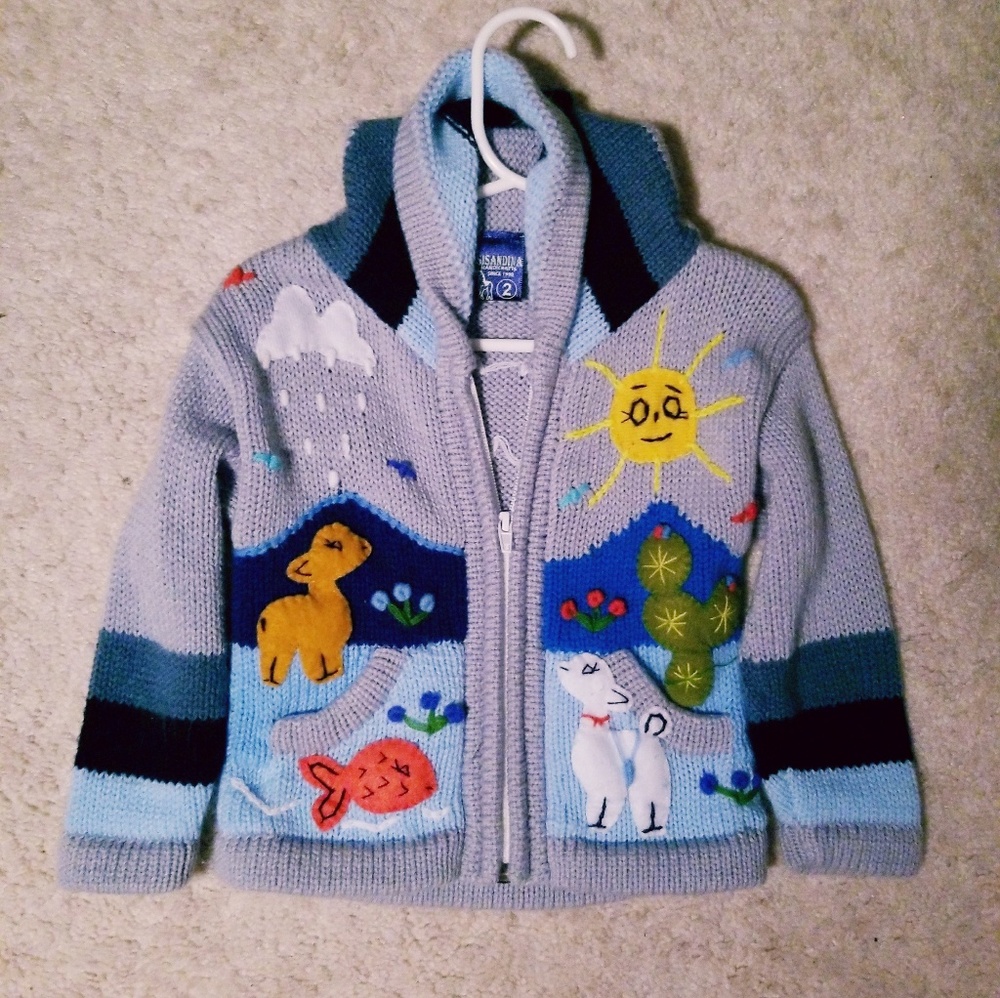Animal Zip Sweater with Hood Sz2T